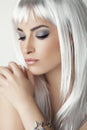 Modern beauty with platinum gray hair