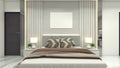 Modern Bedding Design with Luxury Headboard Panel and Side Drawer Royalty Free Stock Photo