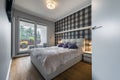 Modern bedroom with checker pattern