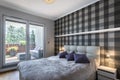 Modern bedroom with checker pattern