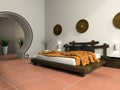 Modern bedroom in ethnic style Royalty Free Stock Photo