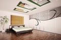 Modern bedroom interior 3d render Royalty Free Stock Photo