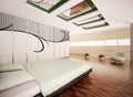 Modern bedroom interior 3d render Royalty Free Stock Photo