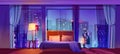 Modern bedroom interior with city view Royalty Free Stock Photo