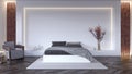 Modern bedroom interior design 3d Render Royalty Free Stock Photo