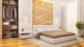Modern bedroom interior design with dressing room