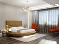 Modern Bedroom Interior Design with Round Bed Royalty Free Stock Photo