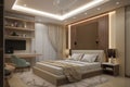 Modern bedroom Interior design Stylish and comfortable illustration minimalist Royalty Free Stock Photo