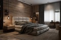 Modern bedroom Interior design Stylish and comfortable illustration minimalist Royalty Free Stock Photo