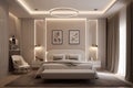 Modern bedroom Interior design Stylish and comfortable illustration minimalist Royalty Free Stock Photo