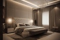 Modern bedroom Interior design Stylish and comfortable illustration minimalist Royalty Free Stock Photo