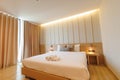 modern bedroom interior elegant luxury comfort with lighting decoration in the morning Royalty Free Stock Photo