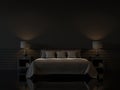 Modern bedroom interior with empty black wall 3d rendering Royalty Free Stock Photo