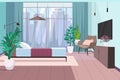 modern bedroom interior empty no people house room with furniture horizontal