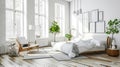 modern bedroom interior a living room in loft apartment in scandinavian style. Frames AI Generative Royalty Free Stock Photo