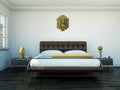 Modern bedroom with king-size bed and modern decor Royalty Free Stock Photo