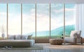 Modern bedroom with mountain view 3d rendering Image Royalty Free Stock Photo