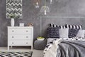 Modern bedroom with pattern details Royalty Free Stock Photo