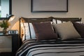 Modern bedroom with pillows Royalty Free Stock Photo