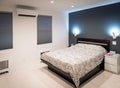 Modern Bedroom white floor accent wall in grey