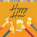 Modern Beer Happy Hour Card Illustration