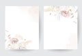 Modern beige and blush trendy vector design frames. Pastel pampas grass, fern, white peony, pale dahlia, ranunculus Royalty Free Stock Photo