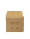 modern beige cubic padded stool upholstered with fabric on white background