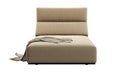 Modern beige fabric upholstery chaise longue with backrest and throw plaid. 3d render