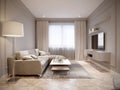 Modern Beige Gray Living Room Interior Design Royalty Free Stock Photo