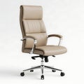 Modern beige office chair with high back and adjustable armrests for ergonomic seating Royalty Free Stock Photo