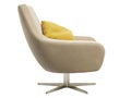 Modern beige velvet upholstery swivel armchair. 3d render