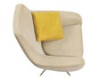 Modern beige velvet upholstery swivel armchair. 3d render