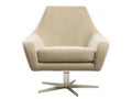 Modern beige velvet upholstery swivel armchair. 3d render