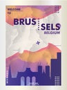 Belgium Brussels skyline city gradient vector poster