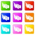 Modern belt icons set 9 color collection