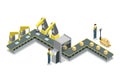 Modern belt production line isometric 3D icon