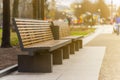 Modern bench in an alley in moscow city