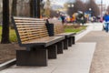 modern bench in an alley in moscow city