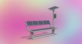 A modern bench with integrated solar panels on both the seat and backrest is Royalty Free Stock Photo