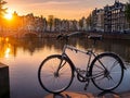 Modern bicycle in Amsterdam city