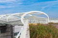 Modern bicycle and footbridge Royalty Free Stock Photo