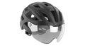 A modern bicycle helmet featuring a sleek, aerodynamic design with a matte bla Royalty Free Stock Photo