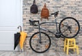 Modern bicycle in stylish interior