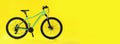 Modern bicycle on yellow background, space for text. Banner design Royalty Free Stock Photo