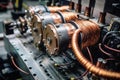 Modern big copper powerful motor. Generative AI Royalty Free Stock Photo