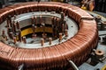Modern big copper powerful motor. Generative AI Royalty Free Stock Photo