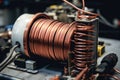 Modern big copper powerful motor. Generative AI Royalty Free Stock Photo