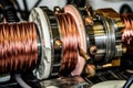 Modern big copper powerful motor. Generative AI Royalty Free Stock Photo