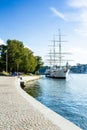 Sailing yacht in Stockholm marina, Sweden Royalty Free Stock Photo