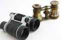 Modern binoculars and antique opera glasses